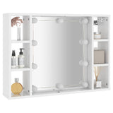 Mirror Cabinet with LED High Gloss White 76x15x55 cm - Rear View