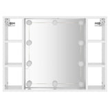 Mirror Cabinet with LED High Gloss White 76x15x55 cm - Close-Up Angle