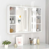 Mirror Cabinet with LED High Gloss White 76x15x55 cm