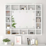 Mirror Cabinet with LED White 91x15x76.5 cm - 45-Degree Angle