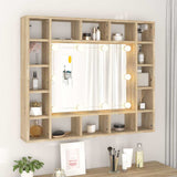 Mirror Cabinet with LED Sonoma Oak 91x15x76.5 cm - Top-Down View