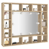 Mirror Cabinet with LED Sonoma Oak 91x15x76.5 cm - Rear View