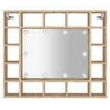 Mirror Cabinet with LED Sonoma Oak 91x15x76.5 cm - Close-Up Angle