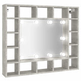 Mirror Cabinet with LED Concrete Grey 91x15x76.5 cm - Front View