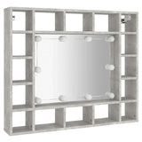 Mirror Cabinet with LED Concrete Grey 91x15x76.5 cm - Side View