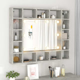 Mirror Cabinet with LED Concrete Grey 91x15x76.5 cm - Top-Down View