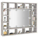 Mirror Cabinet with LED Concrete Grey 91x15x76.5 cm - Rear View