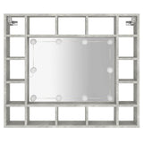 Mirror Cabinet with LED Concrete Grey 91x15x76.5 cm