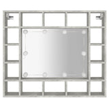 Mirror Cabinet with LED Concrete Grey 91x15x76.5 cm - Close-Up Angle