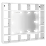 Mirror Cabinet with LED High Gloss White 91x15x76.5 cm - Front View