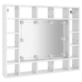 Mirror Cabinet with LED High Gloss White 91x15x76.5 cm - Side View