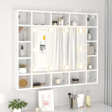 Mirror Cabinet with LED High Gloss White 91x15x76.5 cm - Top-Down View