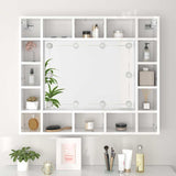 Mirror Cabinet with LED High Gloss White 91x15x76.5 cm - 45-Degree Angle