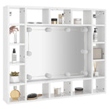 Mirror Cabinet with LED High Gloss White 91x15x76.5 cm - Rear View