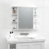 Mirror Cabinet with LED White 70x16.5x60 cm - Top-Down View
