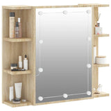 Mirror Cabinet with LED Sonoma Oak 70x16.5x60 cm - Rear View