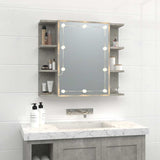 Mirror Cabinet with LED Concrete Grey 70x16.5x60 cm - Side View