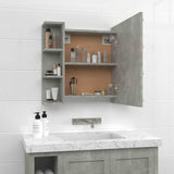 Mirror Cabinet with LED Concrete Grey 70x16.5x60 cm - 45-Degree Angle