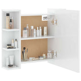 Mirror Cabinet with LED High Gloss White 70x16.5x60 cm