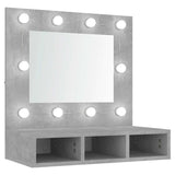 Mirror Cabinet with LED Concrete Grey 60x31.5x62 cm - Front View