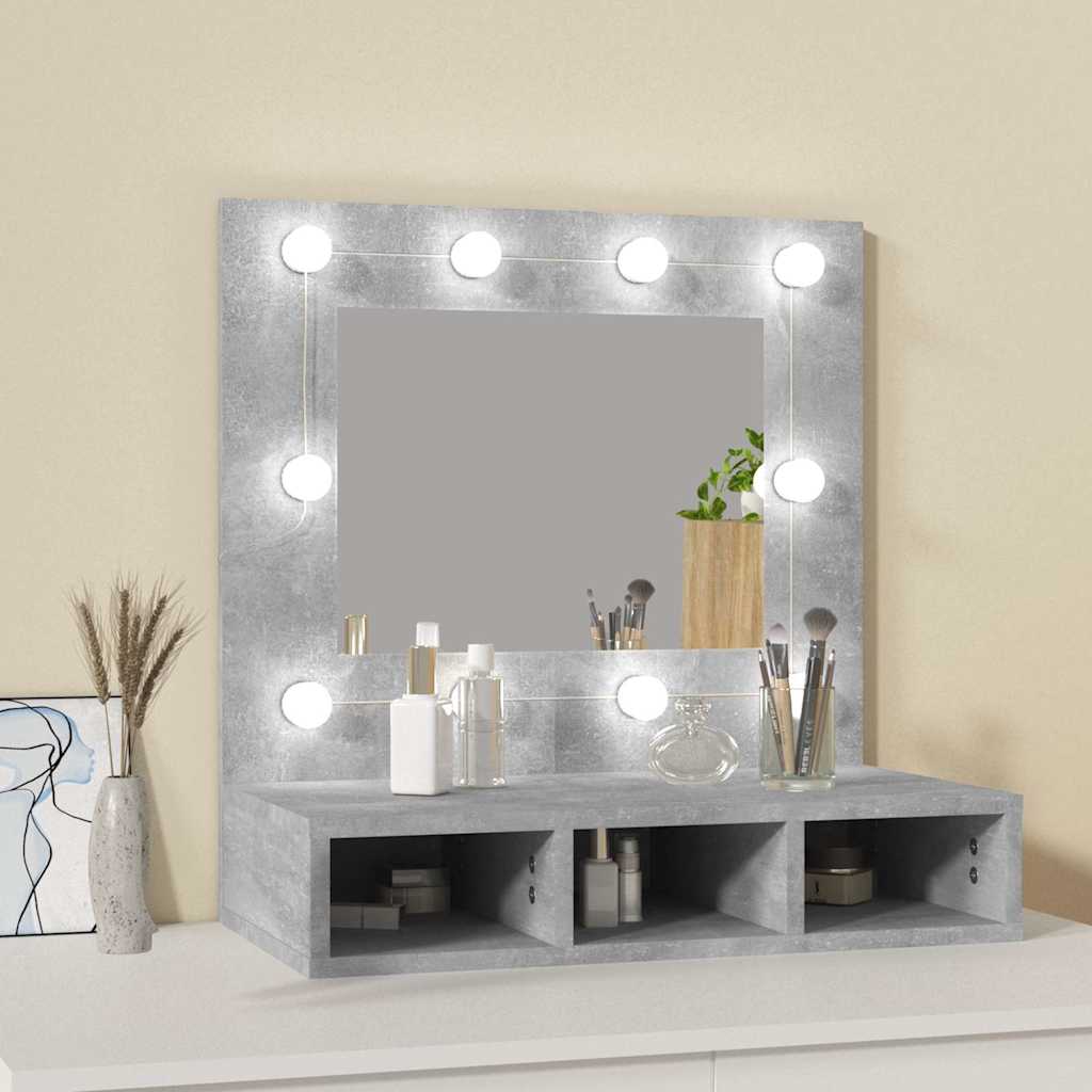 Mirror Cabinet with LED Concrete Grey 60x31.5x62 cm