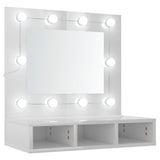 Mirror Cabinet with LED High Gloss White 60x31.5x62 cm - Front View