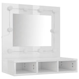 Mirror Cabinet with LED High Gloss White 60x31.5x62 cm - Top-Down View