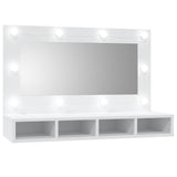 Mirror Cabinet with LED White 90x31.5x62 cm - Front View