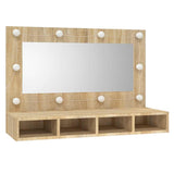Mirror Cabinet with LED Sonoma Oak 90x31.5x62 cm - Side View