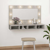 Mirror Cabinet with LED Concrete Grey 90x31.5x62 cm - Front View