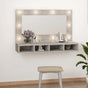Mirror Cabinet with LED Concrete Grey 90x31.5x62 cm
