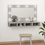 Mirror Cabinet with LED Concrete Grey 90x31.5x62 cm