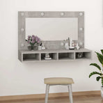 Mirror Cabinet with LED Concrete Grey 90x31.5x62 cm