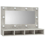 Mirror Cabinet with LED Concrete Grey 90x31.5x62 cm