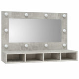 Mirror Cabinet with LED Concrete Grey 90x31.5x62 cm - Side View