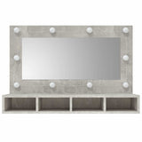 Mirror Cabinet with LED Concrete Grey 90x31.5x62 cm - Top-Down View