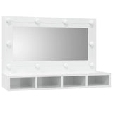 Mirror Cabinet with LED High Gloss White 90x31.5x62 cm - Side View