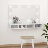 Mirror Cabinet with LED High Gloss White 90x31.5x62 cm - Side View