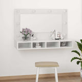 Mirror Cabinet with LED High Gloss White 90x31.5x62 cm