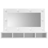 Mirror Cabinet with LED High Gloss White 90x31.5x62 cm - Top-Down View