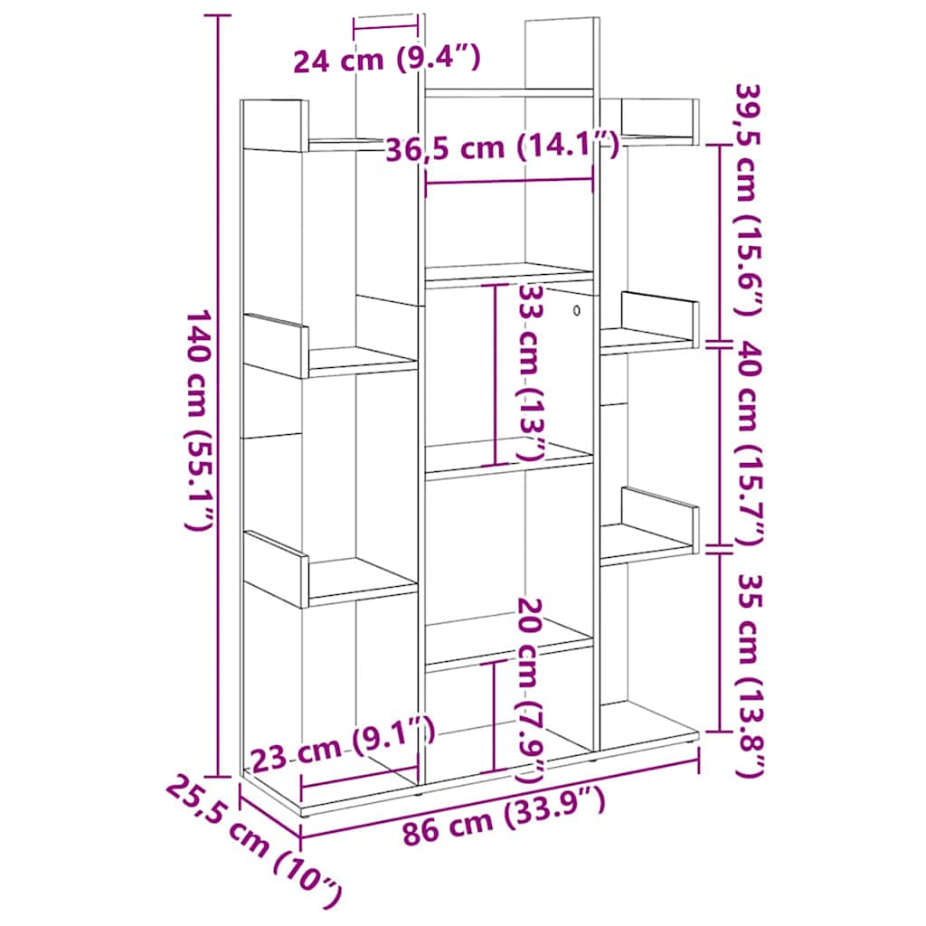 Book Cabinet Concrete Grey 86x25.5x140 cm Engineered Wood