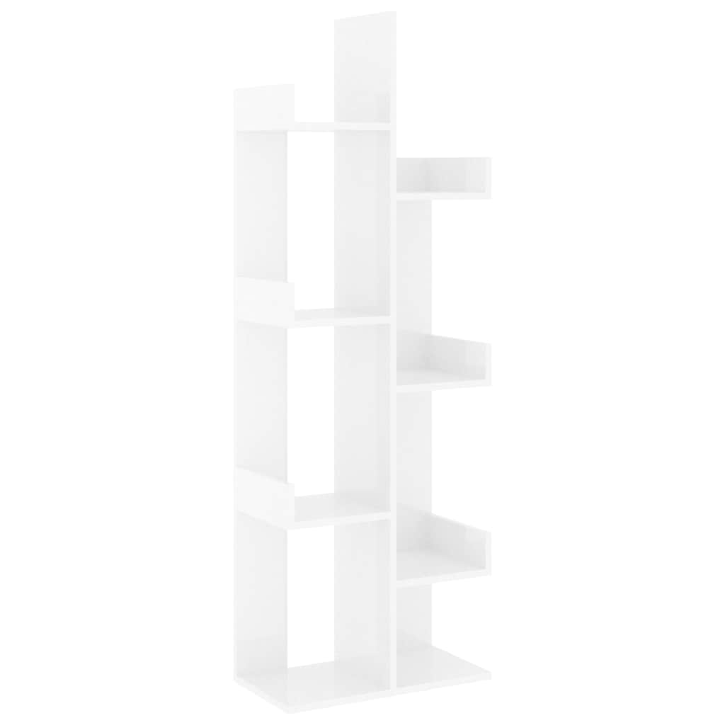 Book Cabinet High Gloss White 48x25.5x140 cm Engineered Wood