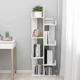 Book Cabinet High Gloss White 48x25.5x140 cm Engineered Wood - Side View