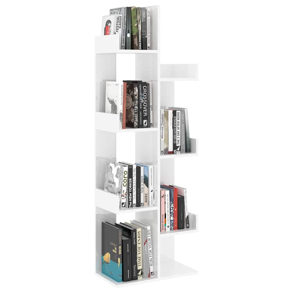 Book Cabinet High Gloss White 48x25.5x140 cm Engineered Wood