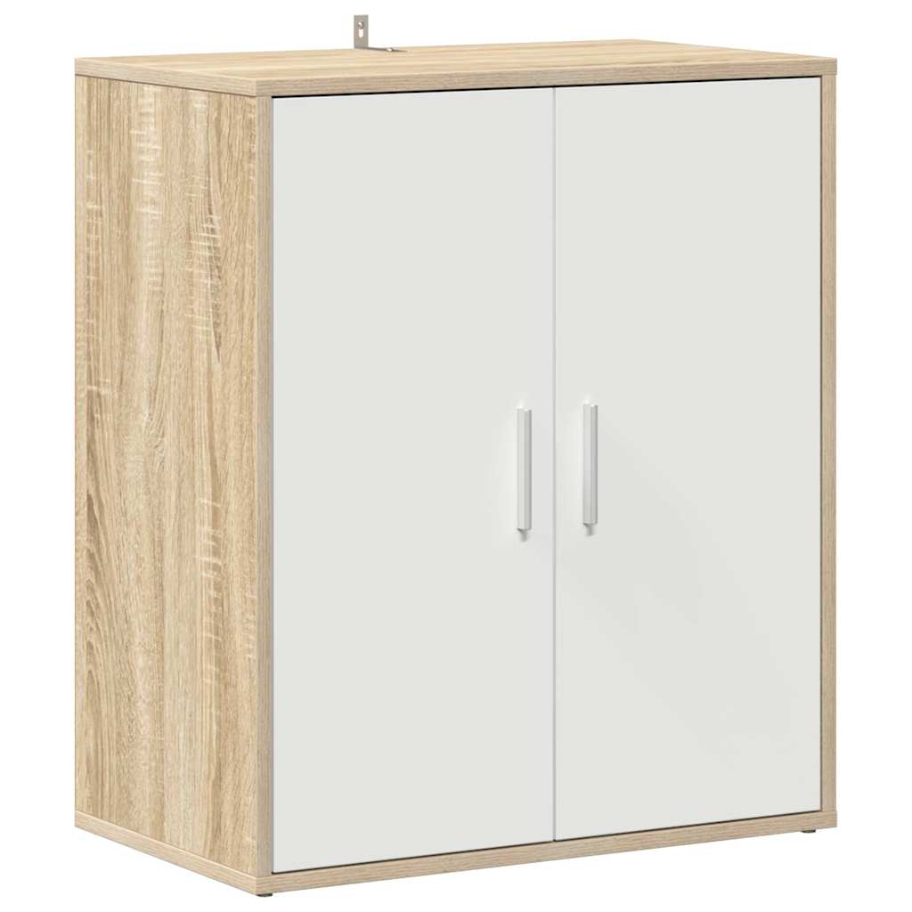 Shoe Cabinet White and Sonoma Oak 60x35x70 cm Engineered Wood