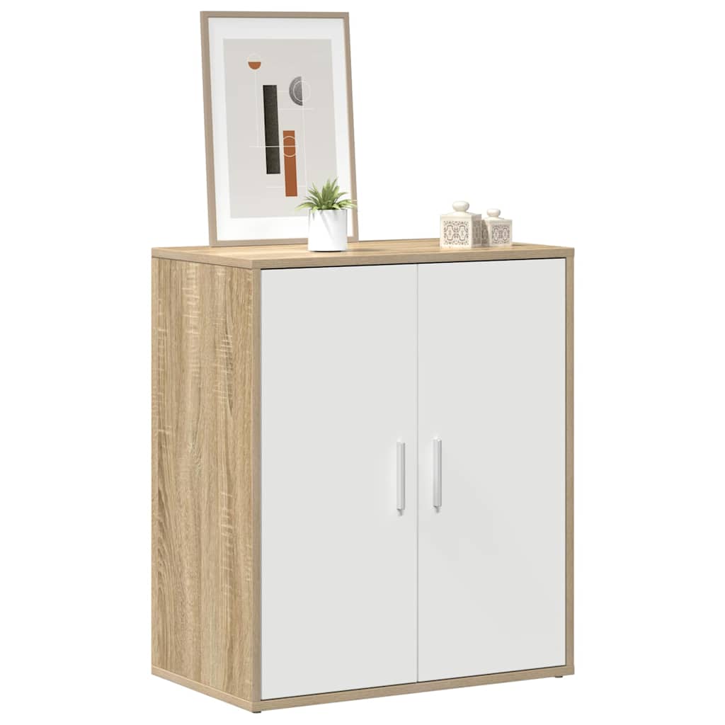 Shoe Cabinet White and Sonoma Oak 60x35x70 cm Engineered Wood