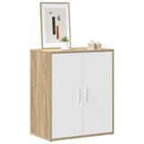 Shoe Cabinet White and Sonoma Oak 60x35x70 cm Engineered Wood - Top-Down View