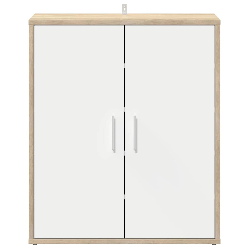 Shoe Cabinet White and Sonoma Oak 60x35x70 cm Engineered Wood