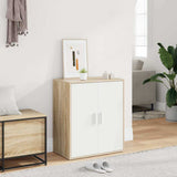 Shoe Cabinet White and Sonoma Oak 60x35x70 cm Engineered Wood