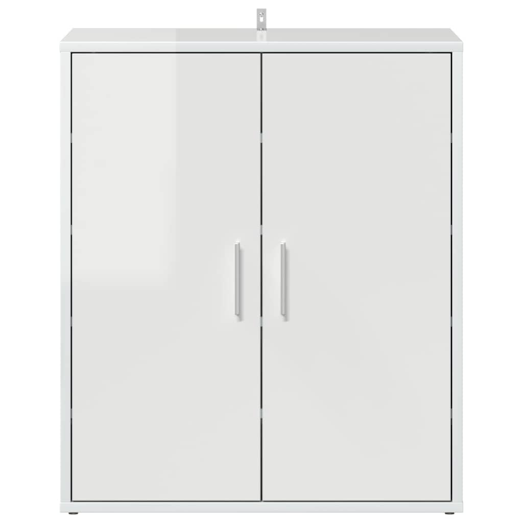 Shoe Cabinet High Gloss White 60x35x70 cm Engineered Wood